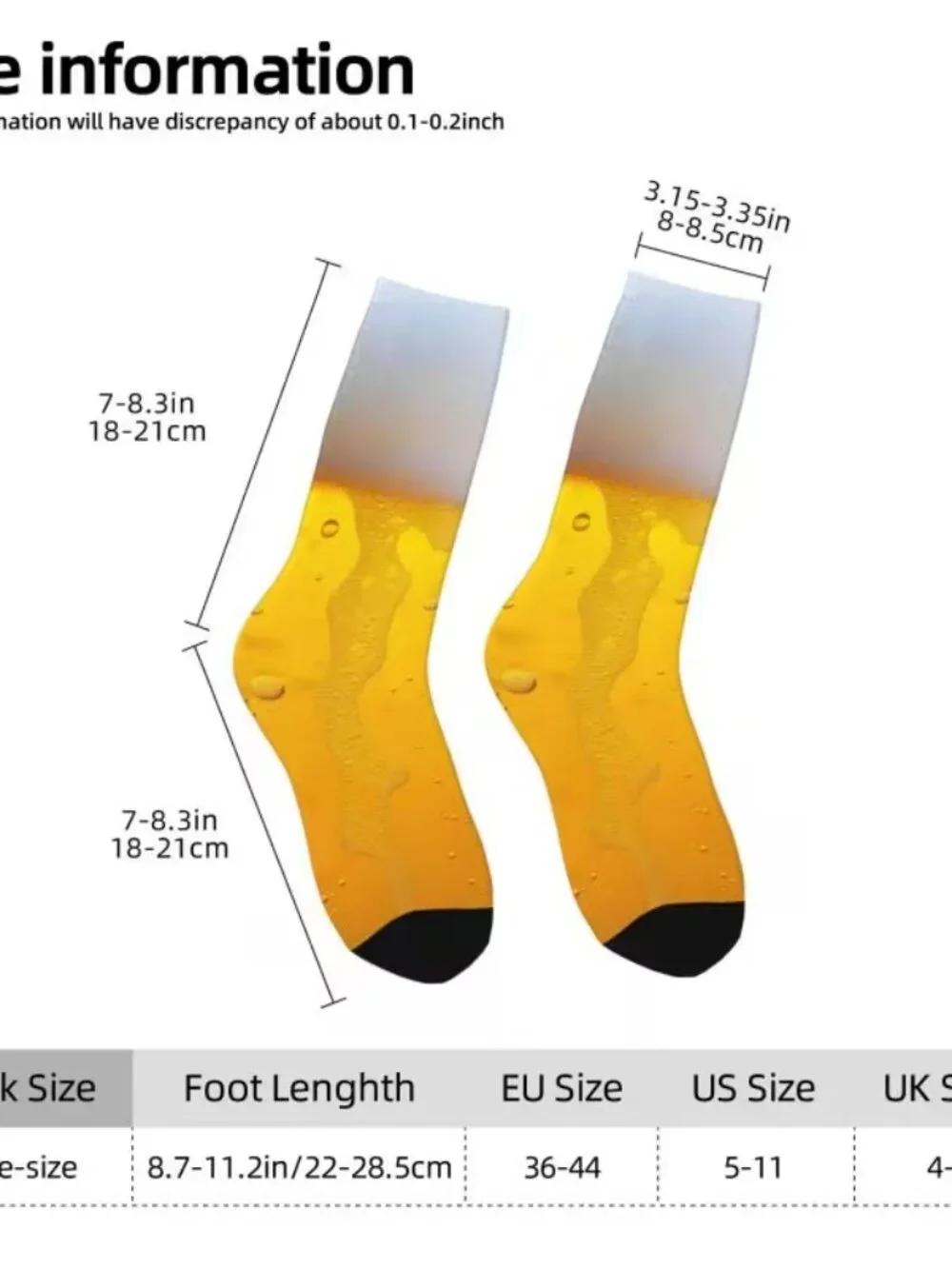 Beer Print Novelty Mid-Calf Socks Men Funny Liquid Design NWT